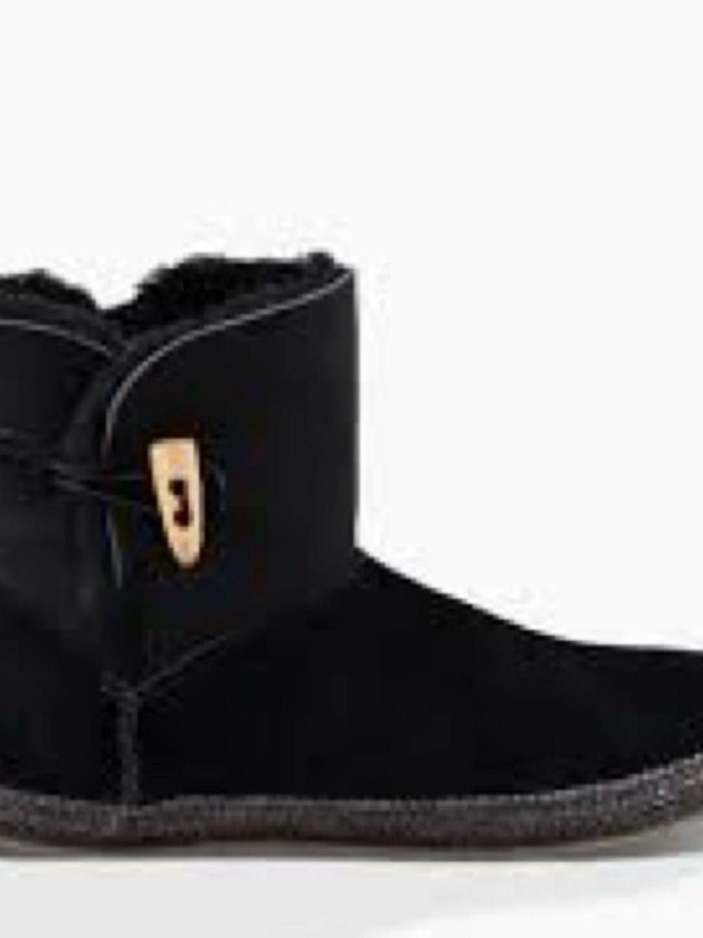 UGG Black Suede Short Boot with Shearling Trim